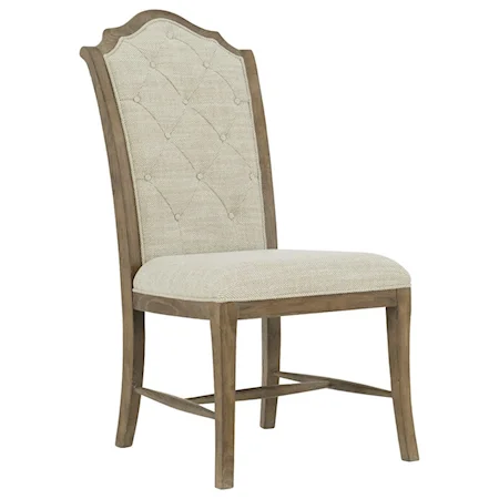 Rustic Side Chair with Button Tufting